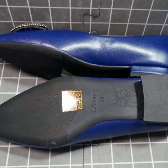 C Paravano Pointed Toe Ballet Flats Blue Size 5.5 - Picture 12 of 12